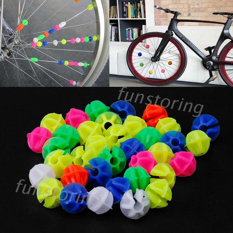 Set 36 hạt trang trí căm xe đạp bằng nhựa nhiều màu sắc