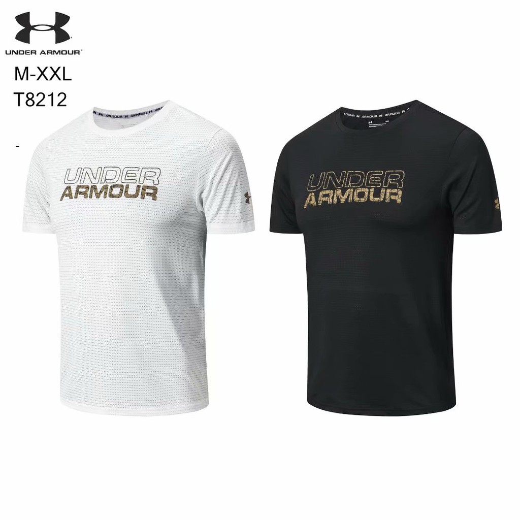 Under Armour lá thư in ấn Thoáng khí Nhanh khô Áo thun tay ngắn thể thao Nam giới Chạy ống tay ngắn