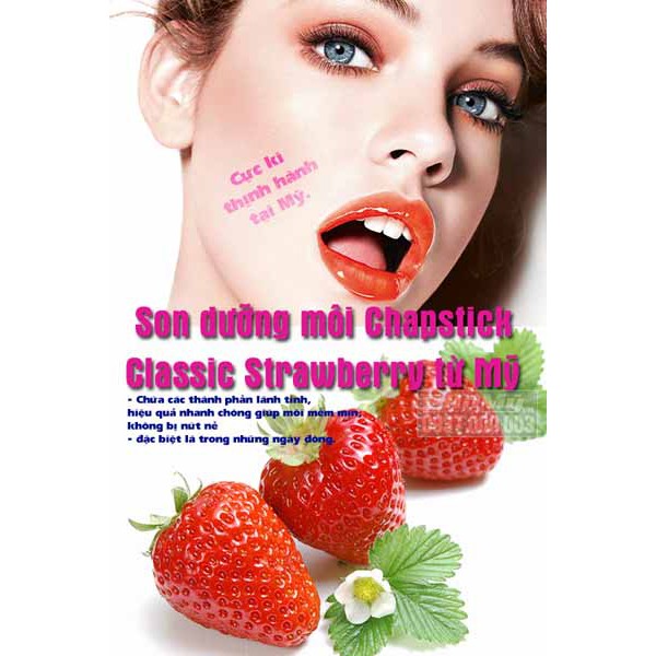 SON DƯỠNG MÔI CHAPSTICK CLASSIC STRAWBERRY MỸ CHÍNH HÃNG