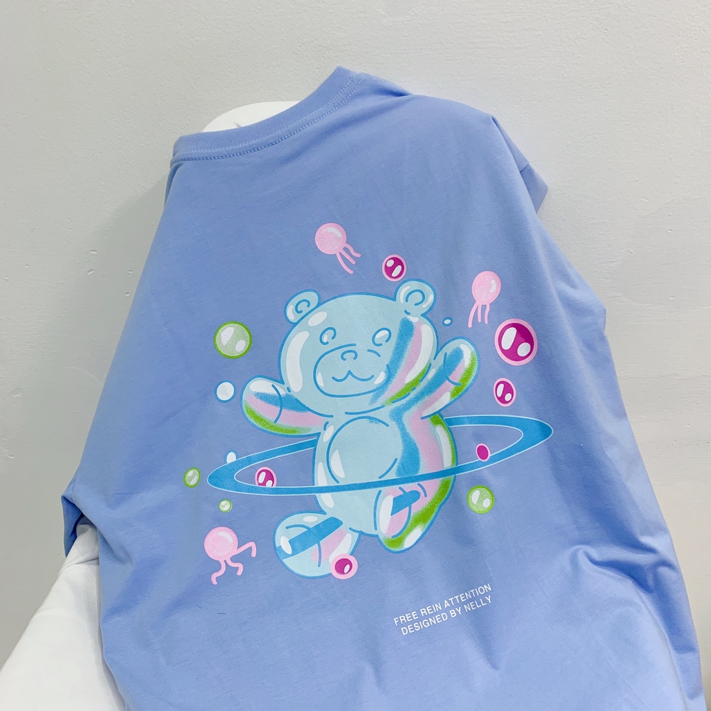 Áo thun cổ tròn tay lỡ unisex HOMIES in hình BUBBLE BEAR