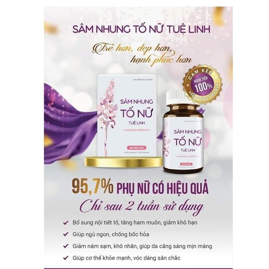 (CHÍNH HÃNG) Viên uống SÂM NHUNG TỐ NỮ TUỆ LINH (Lọ 30 viên) THẦN DƯỢC HỒI XUÂN cho phái đẹp