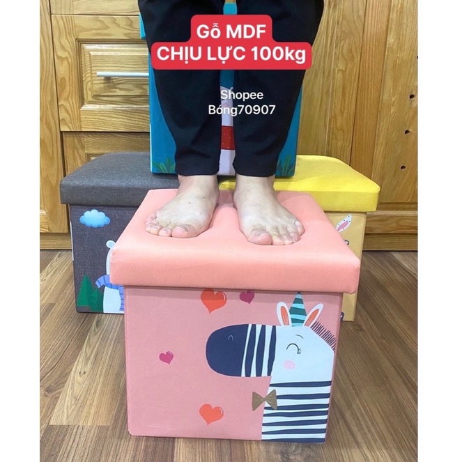 Đôn Ghế Trẻ Em Kiêm Hộp Đựng Đồ So Cute Chất Vải Oxfort 600d Cứng Cáp