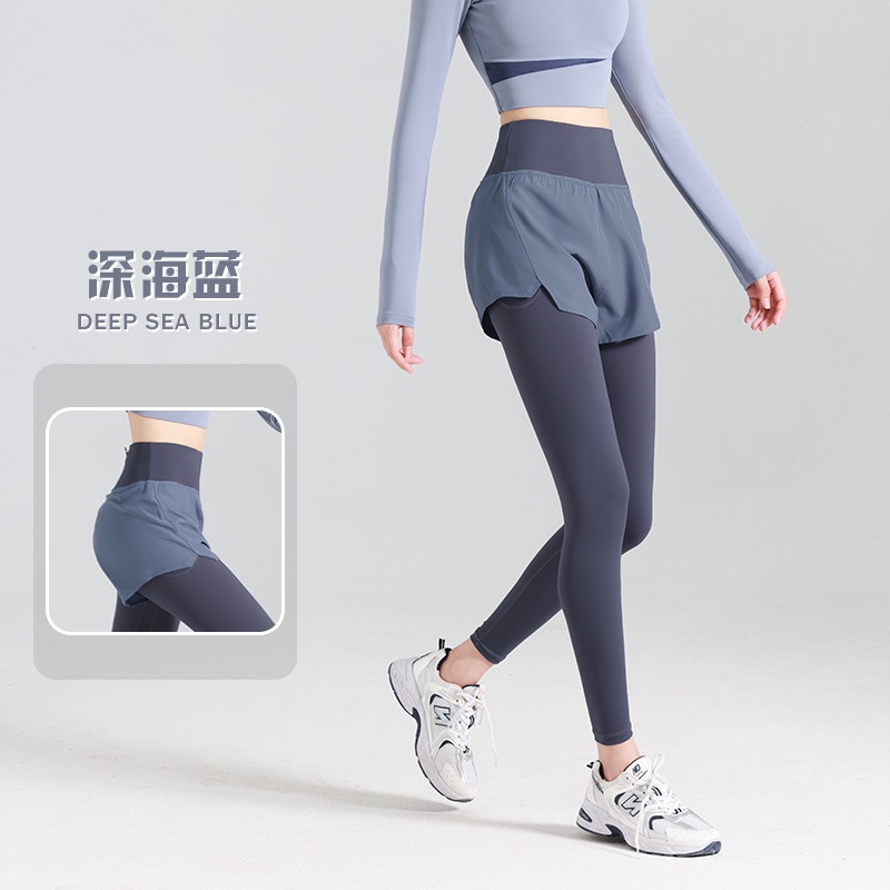 [Thiết Kế Chống Chói] Quần Tập Yoga Giả Hai Mảnh Lưng Cao Có Túi Bó Hông Tập Thể Dục
