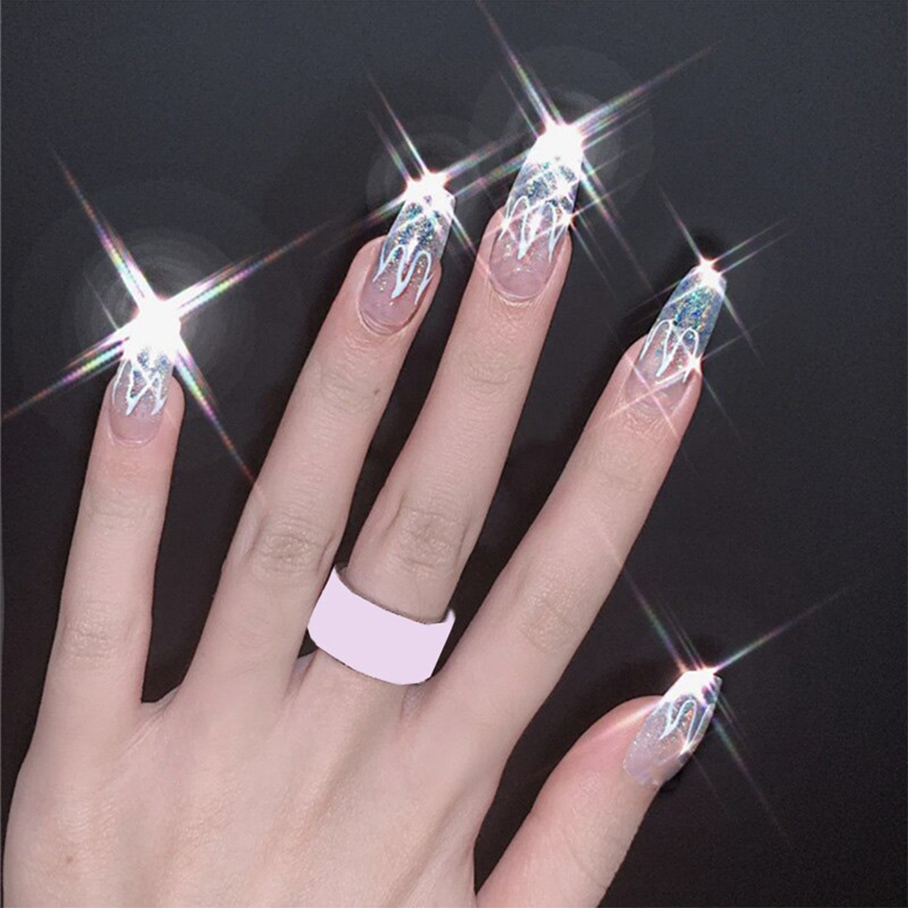 EMILEE💋 24Pcs/Box Stiletto Flame False Nail Tips Beauty Tools Full Cover Coffin Fake Nails DIY Ballerina UV Gel Acrylic Manicure