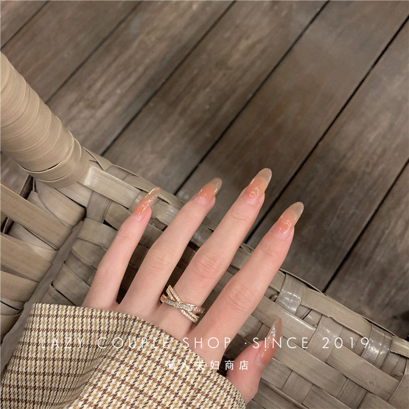 Sense of Quality Affordable Luxury Ring Cold Wind Special-Interest Design Simple and Stylish PersonalityinsTrendy Zircon Super Flash Opening Female