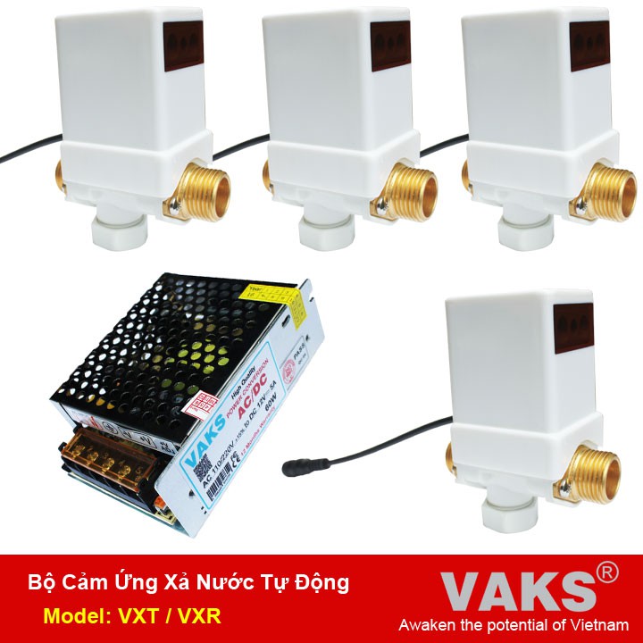 04 Bộ xả nước cảm ứng tự động dùng làm vòi rửa tay VAKS - Model: VXR + kèm nguồn 12V,5A