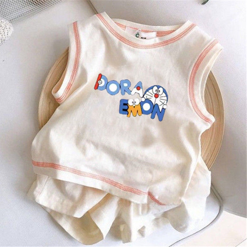Bộ Áo Thun Cotton Ngắn Tay + Quần Dài Thời Trang Cho Bé