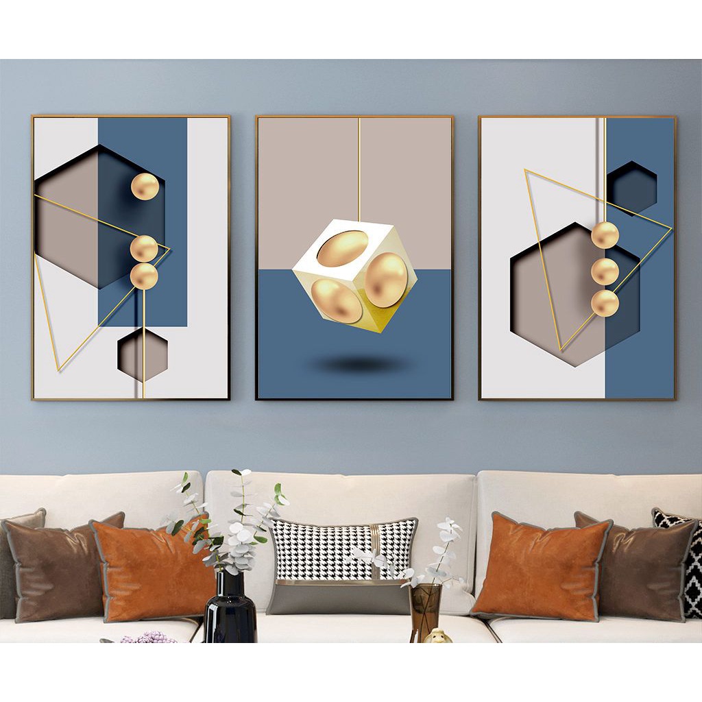 Tranh treo tường - Tranh Laminate tráng gương trừu tượng 06 - Bộ 3 tấm