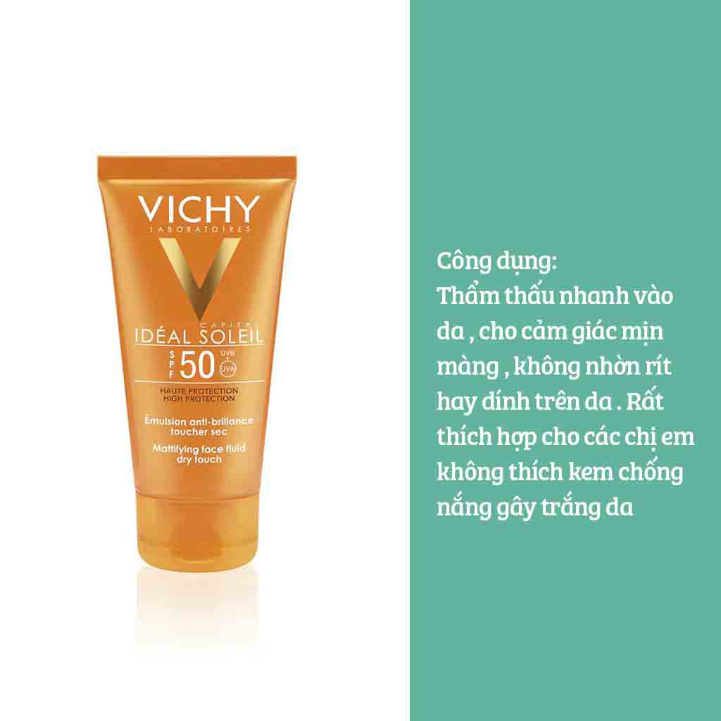 Kem Chống Nắng Không Gây Nhờn Rít Không Màu SPF50 Vichy Capital Soleil - Cam kết hàng chính hãng