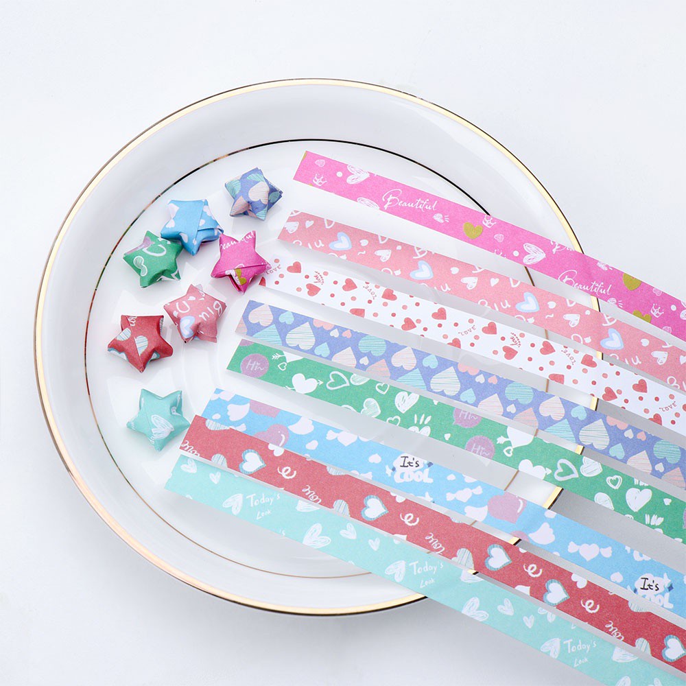 Bộ 540 tờ giấy origami nhiều màu dùng để xếp ngôi sao trang trí thủ công đẹp mắt