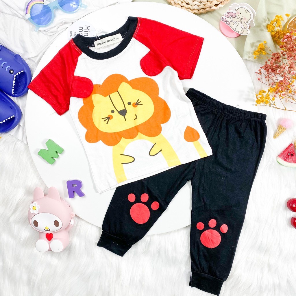 [LND02] Bộ Áo Cộc, Quần Dài Thun Lạnh MINKY MOM In Hình, Đắp Tai Động Vật Mềm Mịn Thoáng Mát Cho Bé Hàng Chuẩn Đẹp