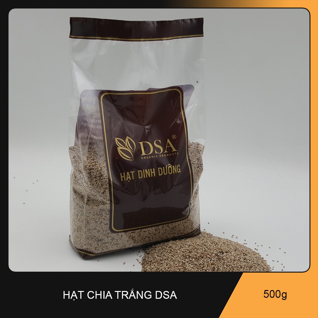 Hạt chia Trắng khối lượng 500 gram. Hiệu DSA Organic.