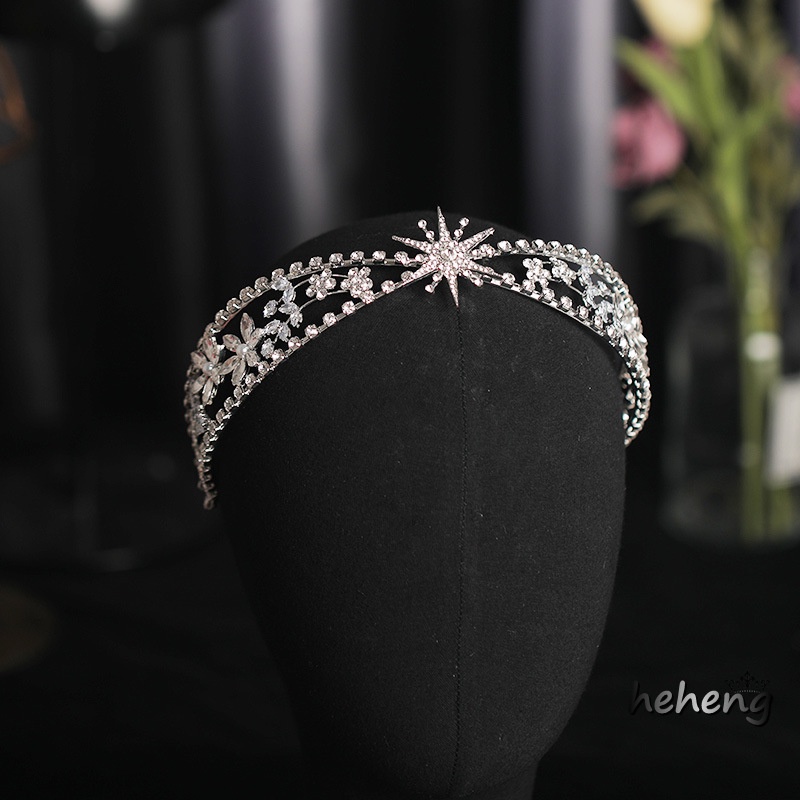 Băng Đô Cài Tóc Hình Vương Miện Có Đính Đá Lấp Lánh Cho Cô Dâu