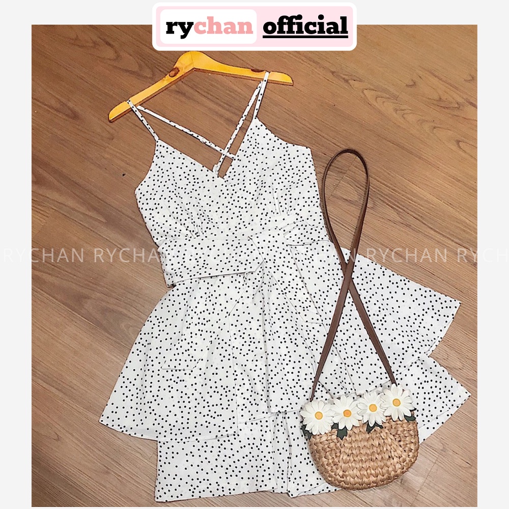 [ẢNH THẬT CUỐI] JU001 - Jumpsuit Hai Dây Hở Lưng Họa Tiết Chấm Bi Jum Đi Biển