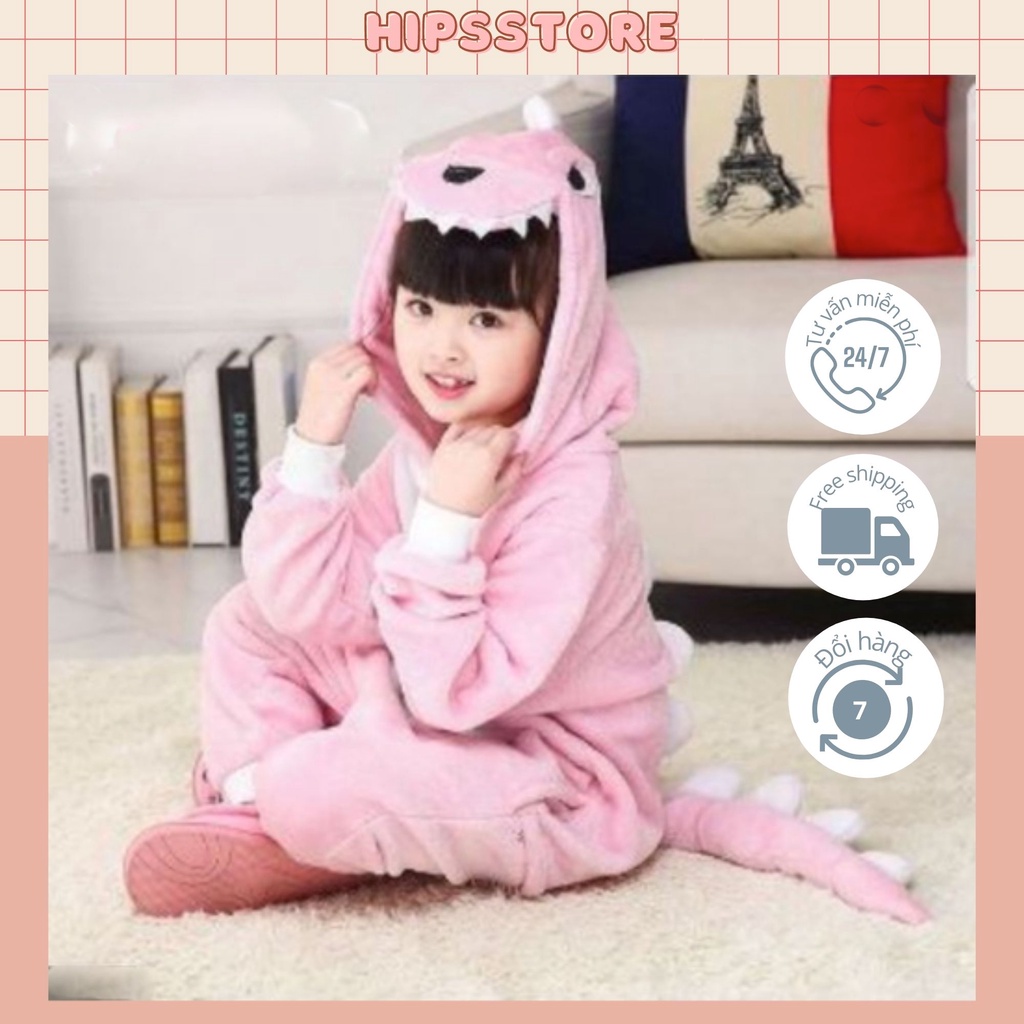 Đồ Ngủ Thú Bộ Đồ Khủng Long Hồng Liền Thân Hình Thú Cho Trẻ Em Bộ Quần Áo Khủng Long Trẻ em Mềm Mịn 