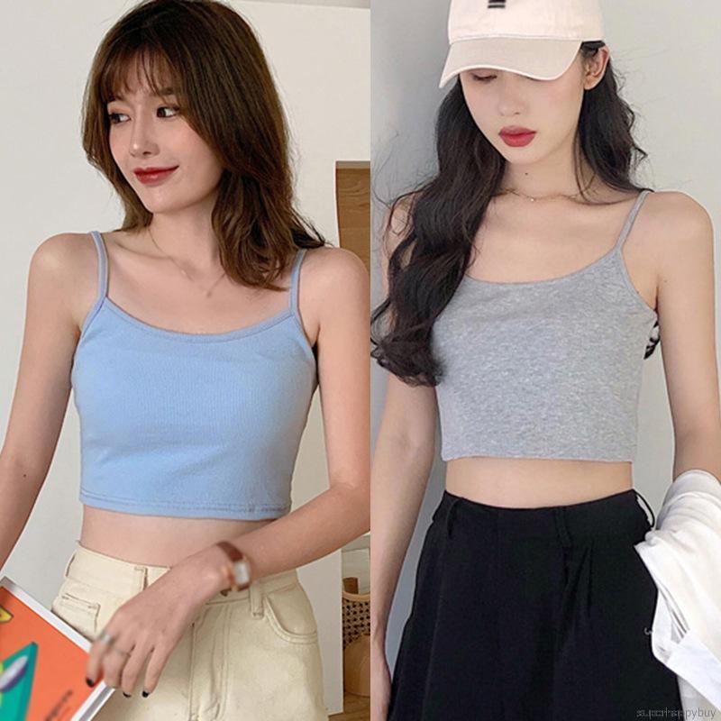 Áo Hai Dây Thân Ngắn Màu Trơn Gợi Cảm Cho Phụ Nữ