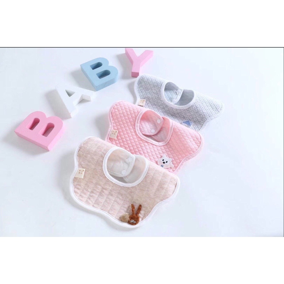 Set 2 yếm cổ tròn xoay 360 độ vải sợi tre organic dùng cho bé