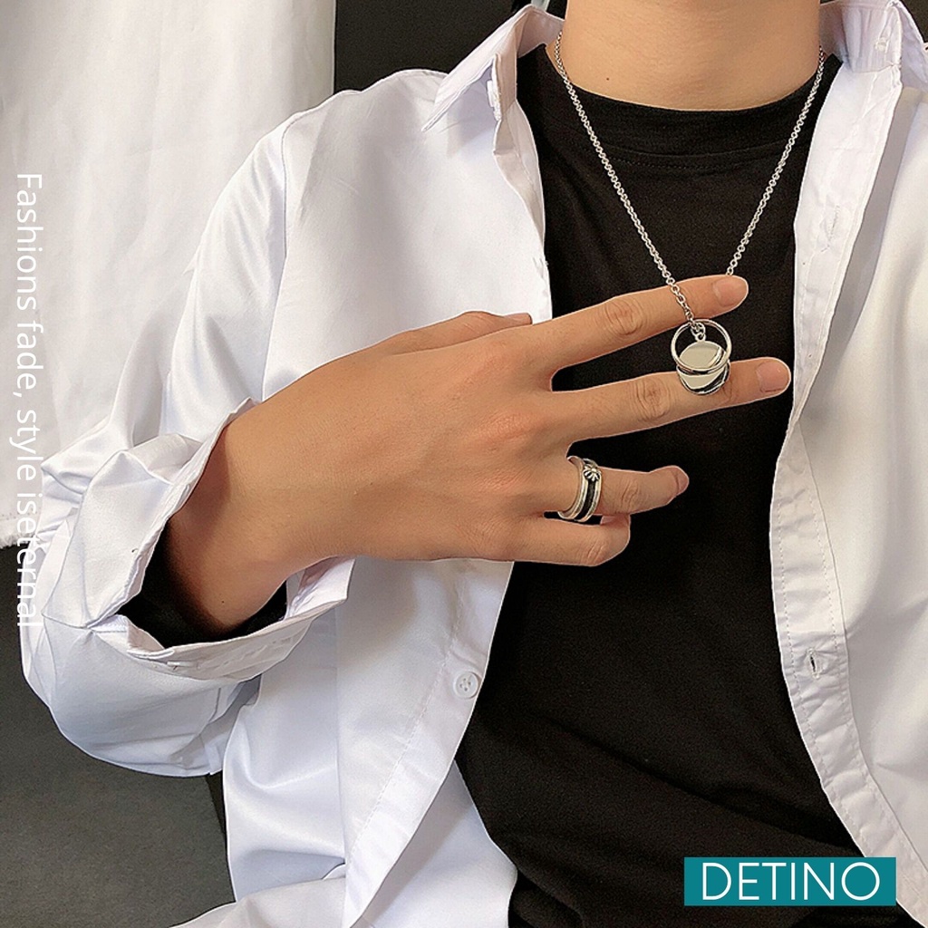 Dây chuyền nhẫn unisex titan nam Wang Yibo phong cách Cuban hiphop DETINO DC09