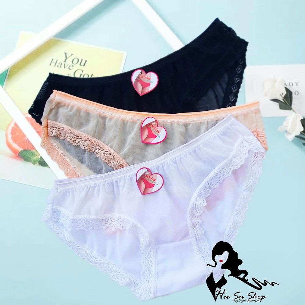 Set 5 quần lót lưới nữ viền ren co giãn 4 chiều siêu mỏng quyến rũ mã 1970 size 50-60kg