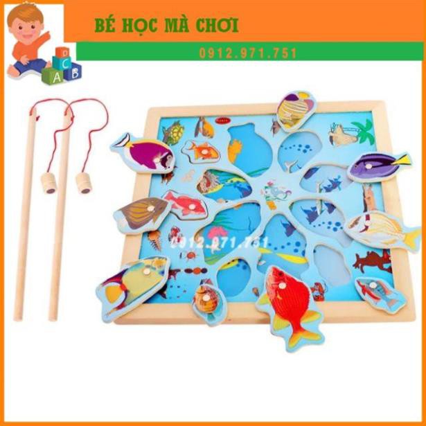 Câu cá ghép hình bảng đại dương 2 cần bằng gỗ cho bé