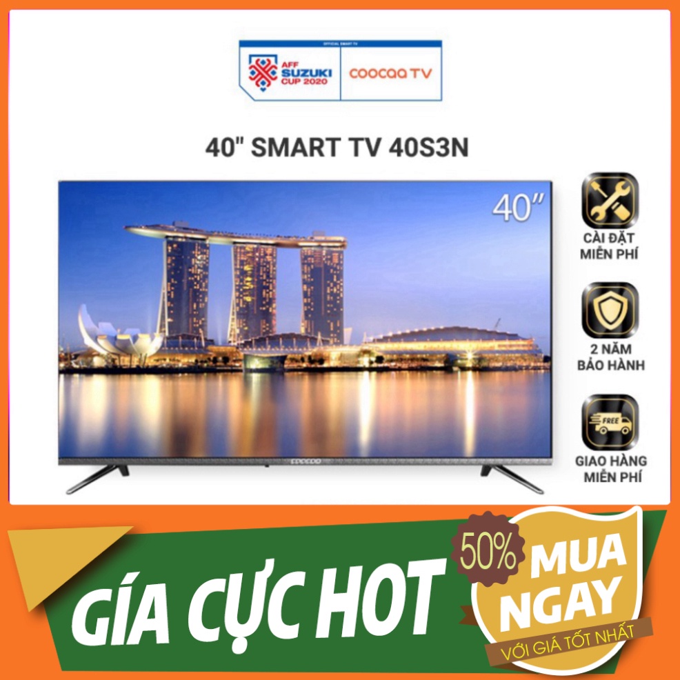 Smart TV Full HD Coocaa 40 Inch Tivi - Tràn Viền - Model 40S3N (Bạc) - Miễn phí lắp đặt