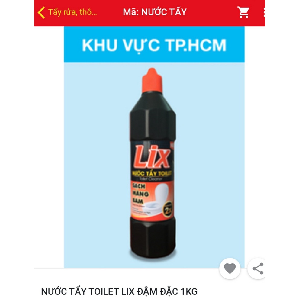 Nước Tẩy Bồn Cầu Lix 2x Sạch Mảng Bám 1kg