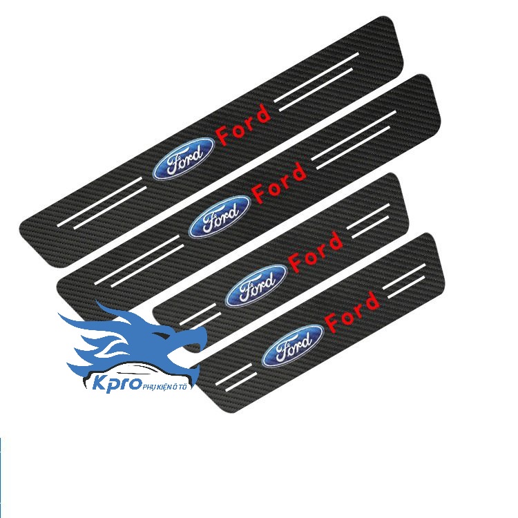 Bộ 4 miếng decal vân carbon chống trầy bậc bước cửa ô tô  - Hàng Kpro chất lượng cao