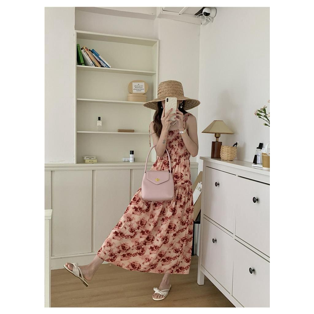Đầm Hai Dây Họa Tiết Hoa Thời Trang Mùa Hè Pháp Kiểu Retro Mới 63999
