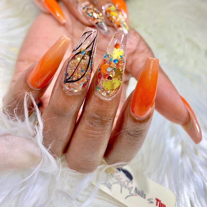 Sequin kim tuyến lá phong-phụ kiện nail móng