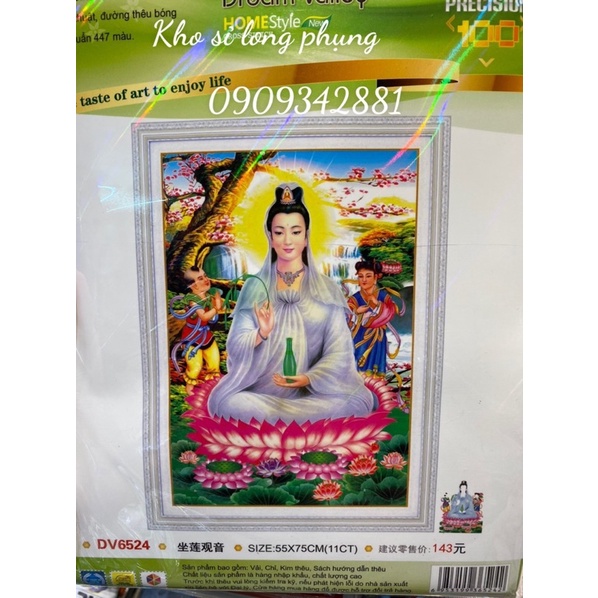 Tranh thêu Chữ thập Quan thế âm bồ tát DV6524 (55*75 cm )chưa thêu