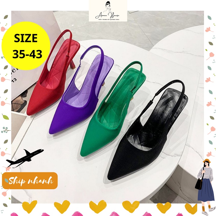 Giày Cao Gót Big Size Aimeehouse Mũi Nhọn Nhiều Màu Cá Tính Phong Cách Âu Mỹ Cỡ Lớn 41-43