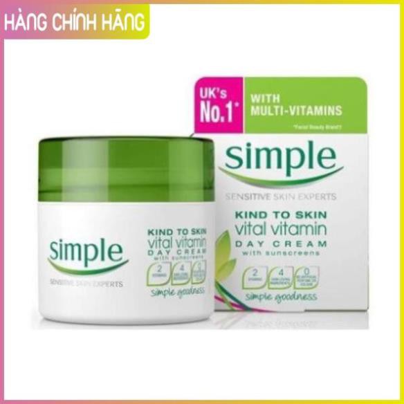 [TOP BÁN CHẠY] Kem dưỡng ẩm Cho Da Ban Ngày Simple Kind To Skin Vital Vitamin Day Cream SPF15 UVA/UVB 50ml