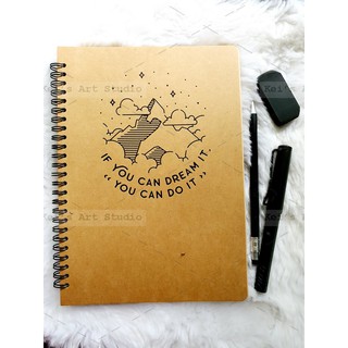 Sổ gáy lò xò giấy kraft trơn B5, A5 có đường xẻ cắt