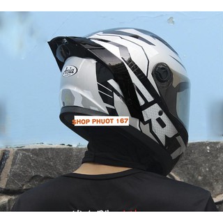 Mũ bảo hiểm ASIA MT136 tem SRT Bạc có đuôi gió, có bảo hành 12 tháng