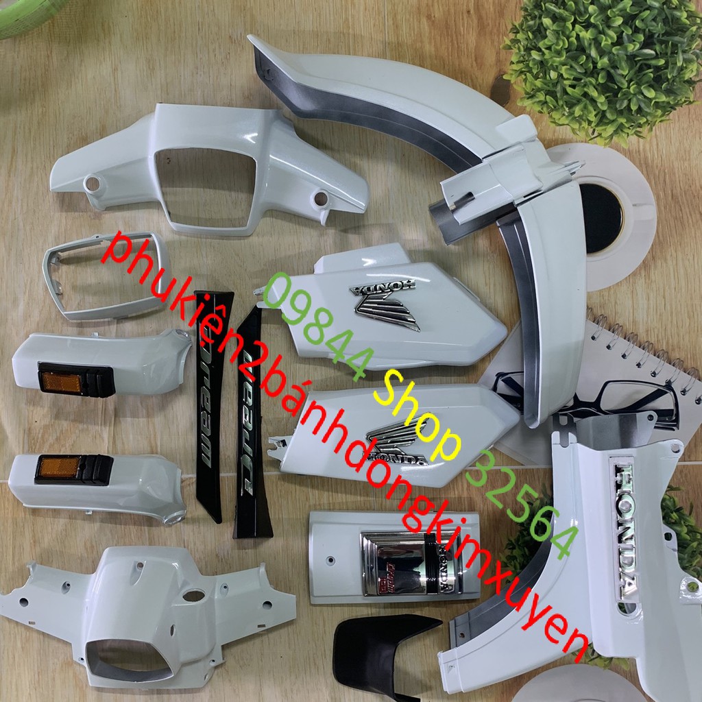 Bộ dàn áo vỏ nhựa xe dream 2loại tốt MÀU TRẮNG-dream cao 100 /dream thái /dream trung quốc /mủ ABS loại 1