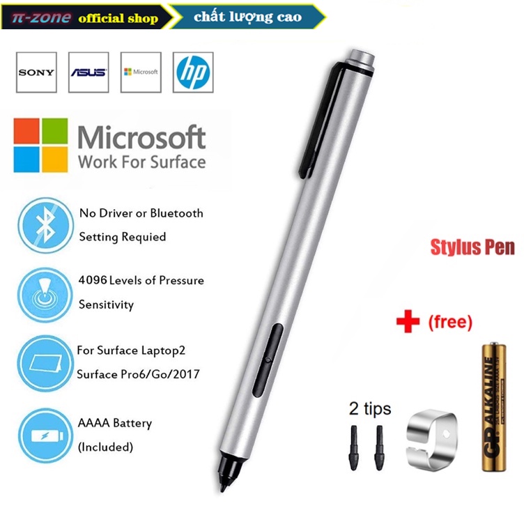 Bút cảm ứng microsoft Surface stylus Pen 4096 mức độ áp lực  cho Microsoft Surface Pro X Pro 7 Pro 6 Pro 5 Pro 4 Pro 3 Surface Laptop 3 2 1 Surface Book 1 Book 2 Surface Go Go2 để viết, vẽ có độ trung thực cao