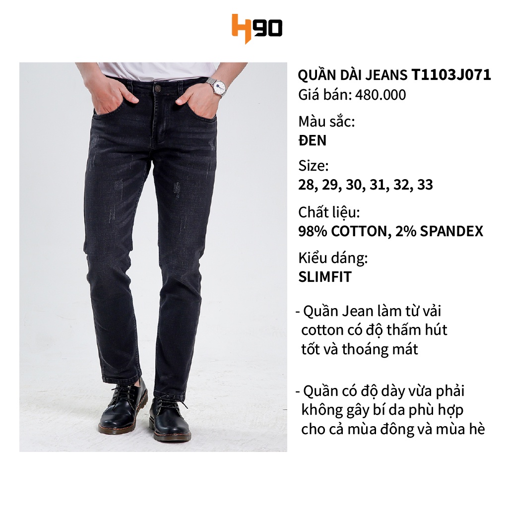 Quần Jean Nam Ống Đứng Cao Cấp H90 Chất Liệu Co Giãn Bền Màu J071