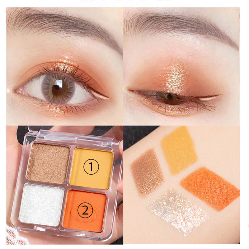 (Hàng Mới Về) Bảng Phấn Mắt 4 Màu Lì Lấp Lánh Trang Điểm Đa Năng | BigBuy360 - bigbuy360.vn