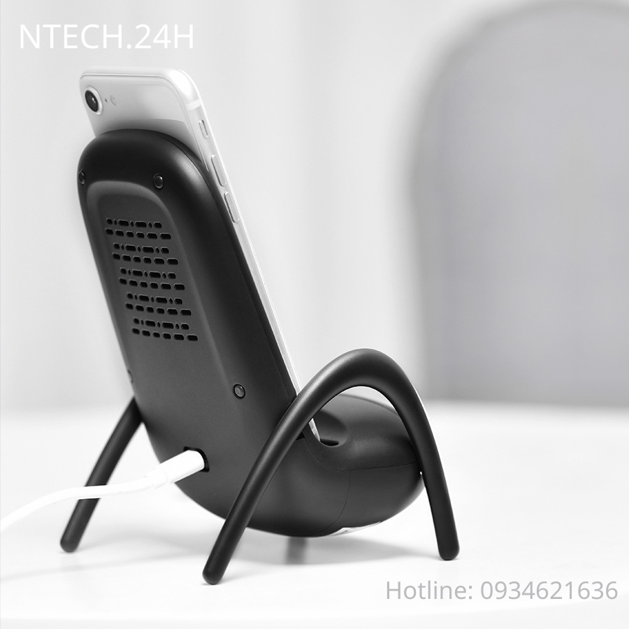 Đế sạc không dây hình ghế nhỏ gọn thông minh, khuếch đại âm thanh hỗ trợ cho tất cả các dòng máy có hỗ trợ sạc không dây
