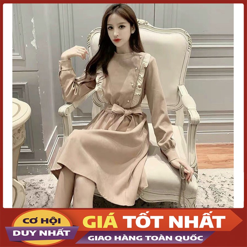 Đầm Nữ Quảng Châu Chất Da Lộn Có Bèo Ngực Siêu Sang Chảnh M062-Violet_Store