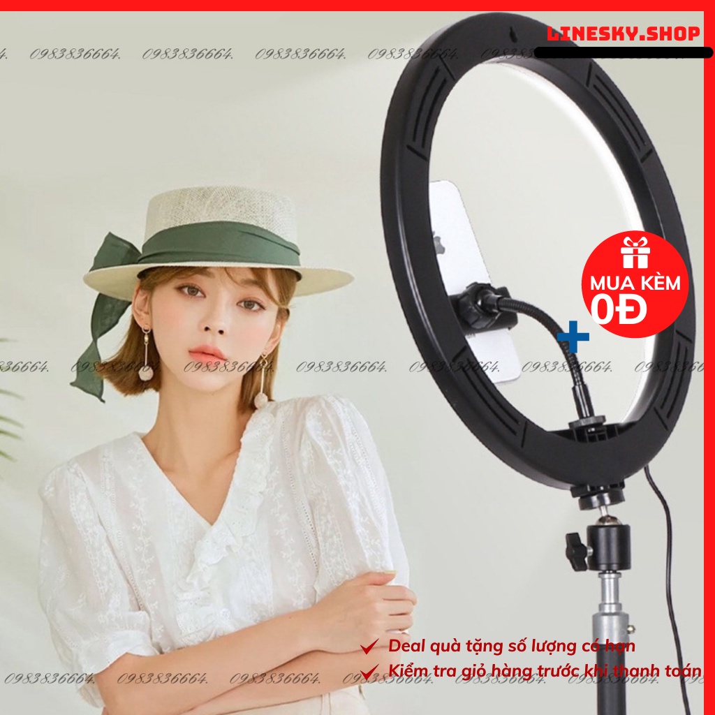 ĐènLed Livestream size 26 30 36 45 cm và chân 2m1 Hỗ Trợ Chụp Ảnh Make up Trang Điểm nhiều Chế Độ Sáng