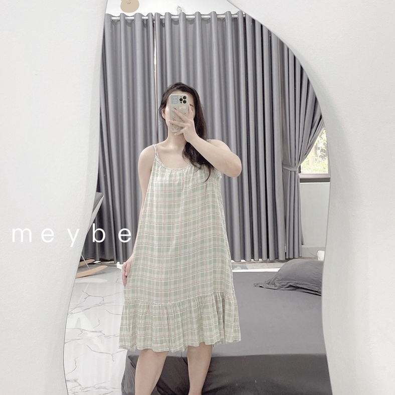 Váy hai dây lanh ngủ mát mặc nhà dáng dài mùa hè VN1 Freesize 68kg