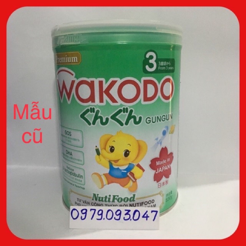 Sữa Wakodo 3 (nhập khẩu) 830g date: 07/2023