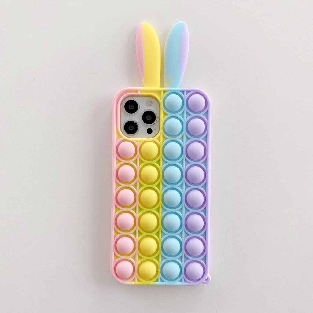 Ốp Điện Thoại Silicon Tpu Mềm Hình Tai Thỏ 3D Nhiều Màu Chống Sốc Cho iPhone 11 12 13 Pro Max mini XS Max X XS XR 7 8 Plus