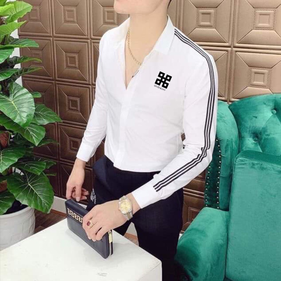 Áo Sơ Mi Nam Phối Viền 3 Sọc Phong Cách