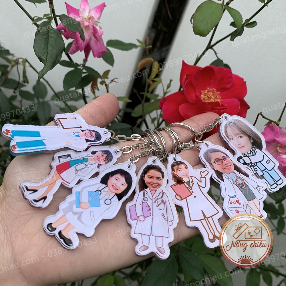 Móc khóa in hình y tá, bác sỹ , ngành y , sinh viên y , cắt ghép hình chibi đáng yêu và ngộ nghĩnh, chất liệu mica sbóng