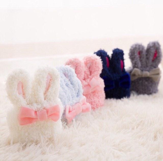 Tất bông tai thỏ nơ có chống trượt cho bé siêu cute