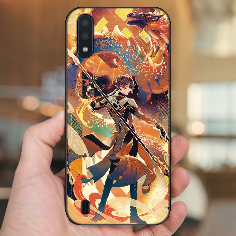 Ốp lưng Samsung A01 viền đen in hình Zhongli Genshin Impact