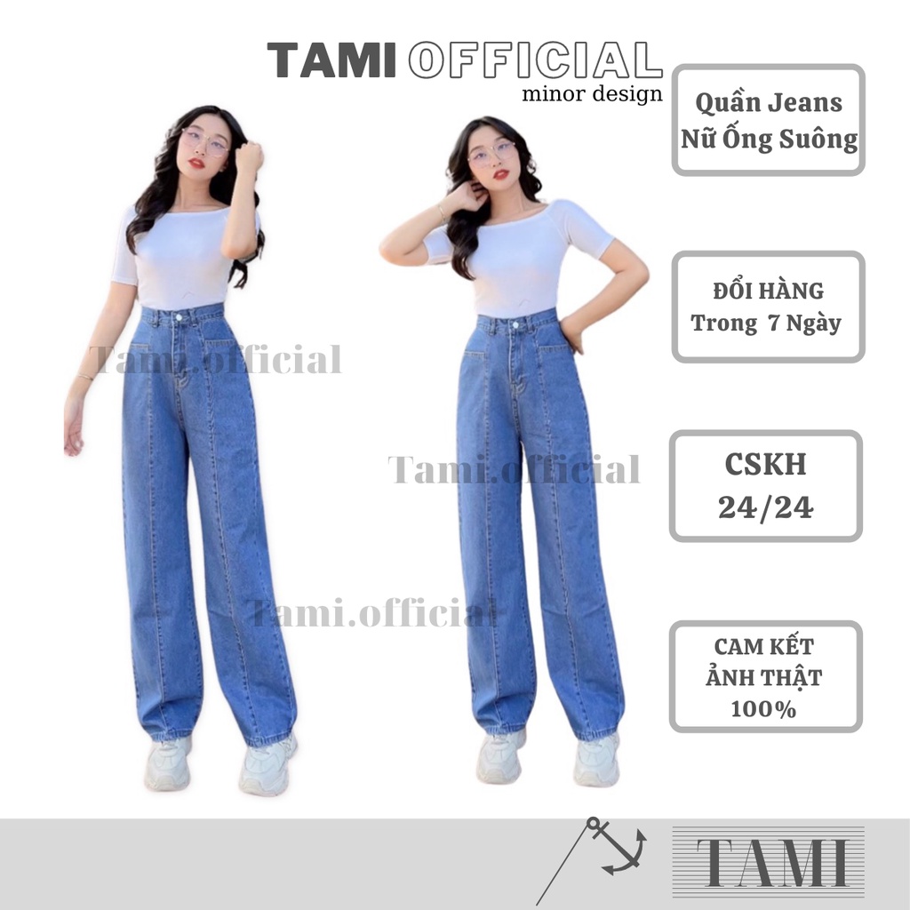 Quần Jeans NỮ ỐNG SUÔNG Túi Kểu May Chỉ Nổi Đáy Cao Siêu HÁCH DÁNG [ Tami Official ] | BigBuy360 - bigbuy360.vn