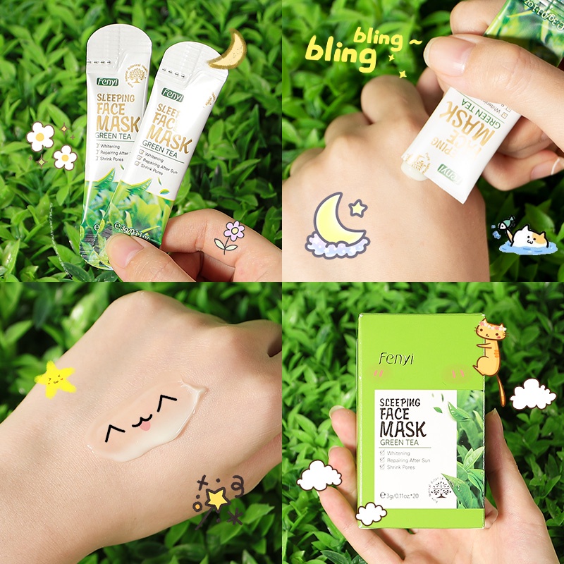 Set 20 Mặt Nạ Ngủ Fenyi Chiết Xuất Trà Xanh Phục Hồi Da 3g